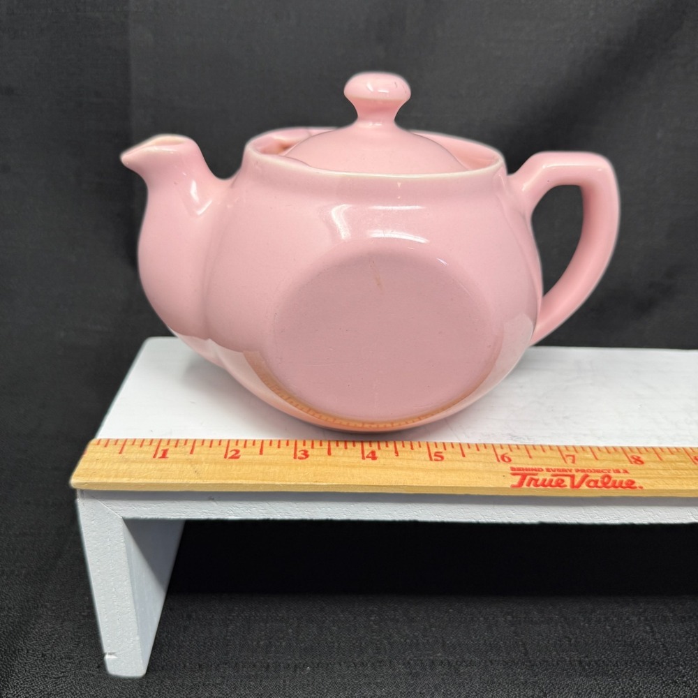 Vintage Hall Boston Flat-Sides 12 oz Pink Teapot USA Rare With Lid - Picture 10 of 10